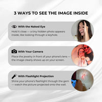 Thumbnail for Image showing 3 ways to see the hidden image inside the Pink Photo Bracelet by Brother & Sisters.