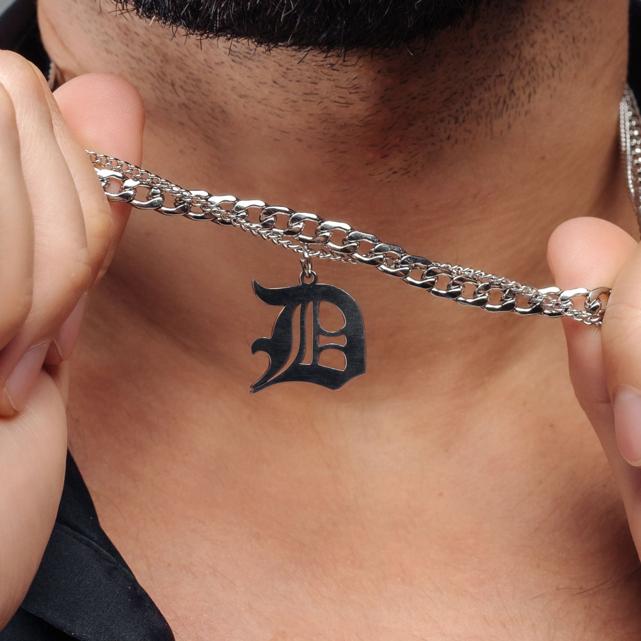 Silver Man Necklace - Initial Necklace - Unique Letter Necklace - Mens Chain Necklace Necklace Brother & Sisters