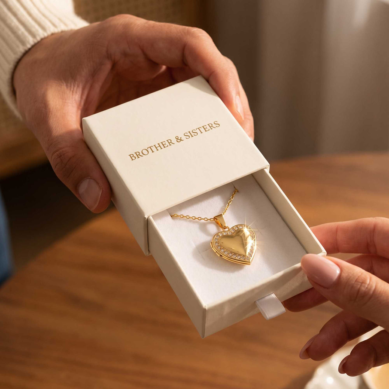 Crystal Heart Photo Locket Necklace