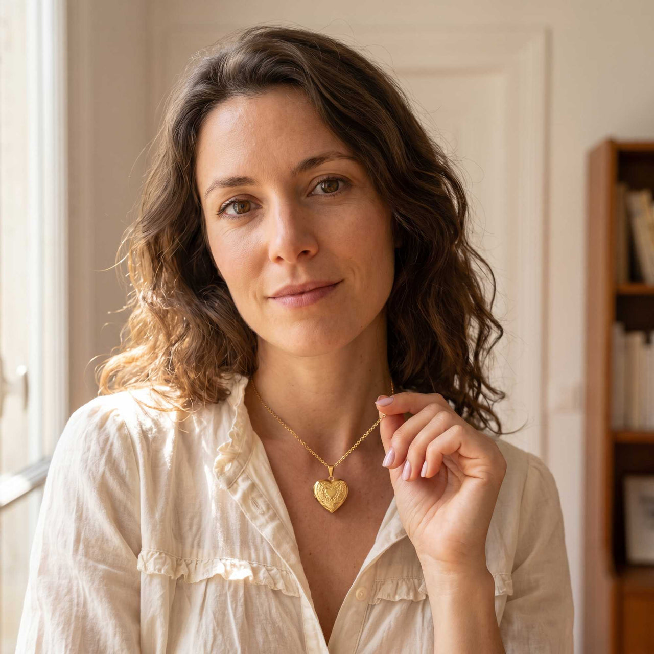 Floral Heart Photo Locket Necklace