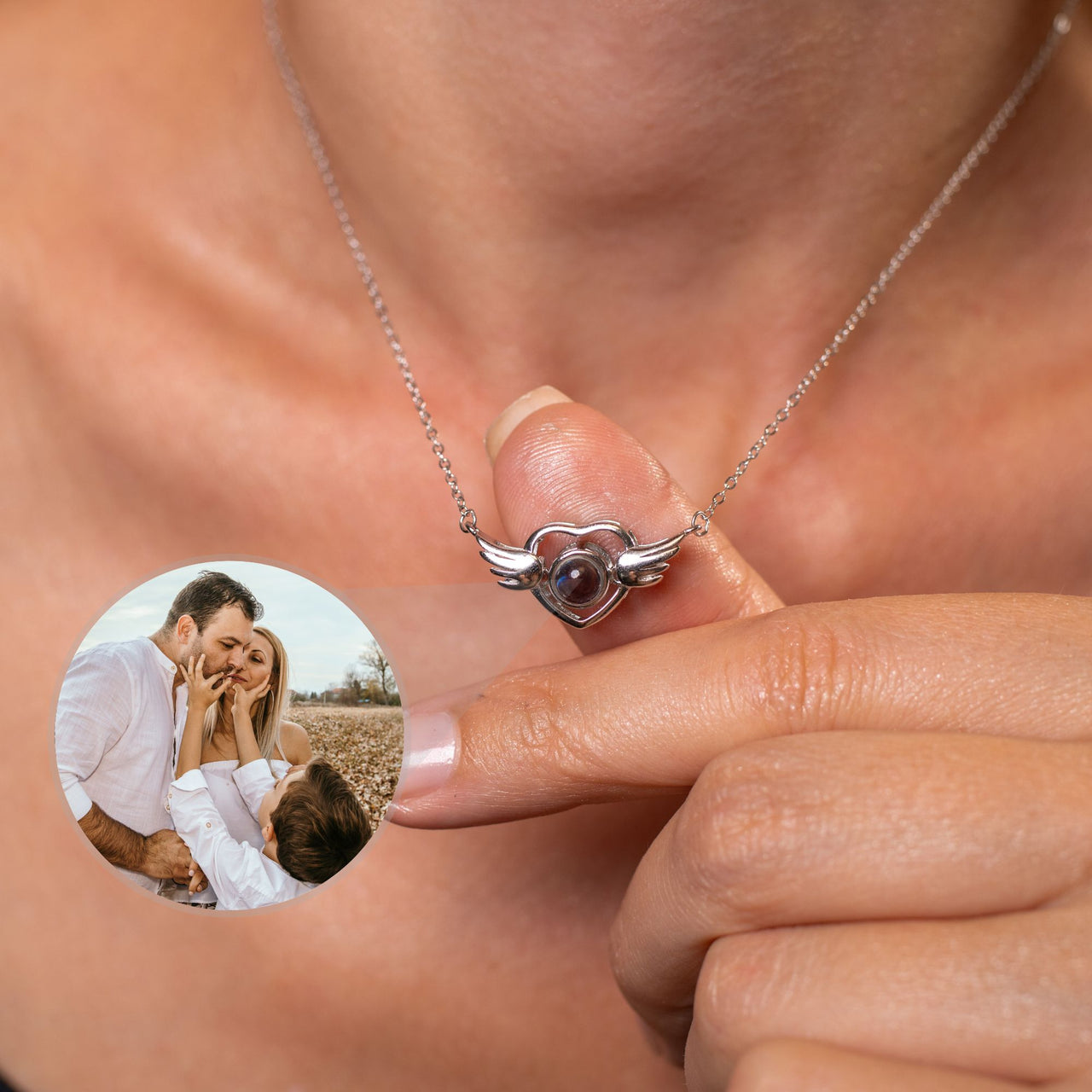 Flying Heart Photo Necklace