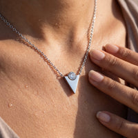 Thumbnail for Triangle pendant — close-up of the details, silver | SKU: 18048714-rhodium-plated