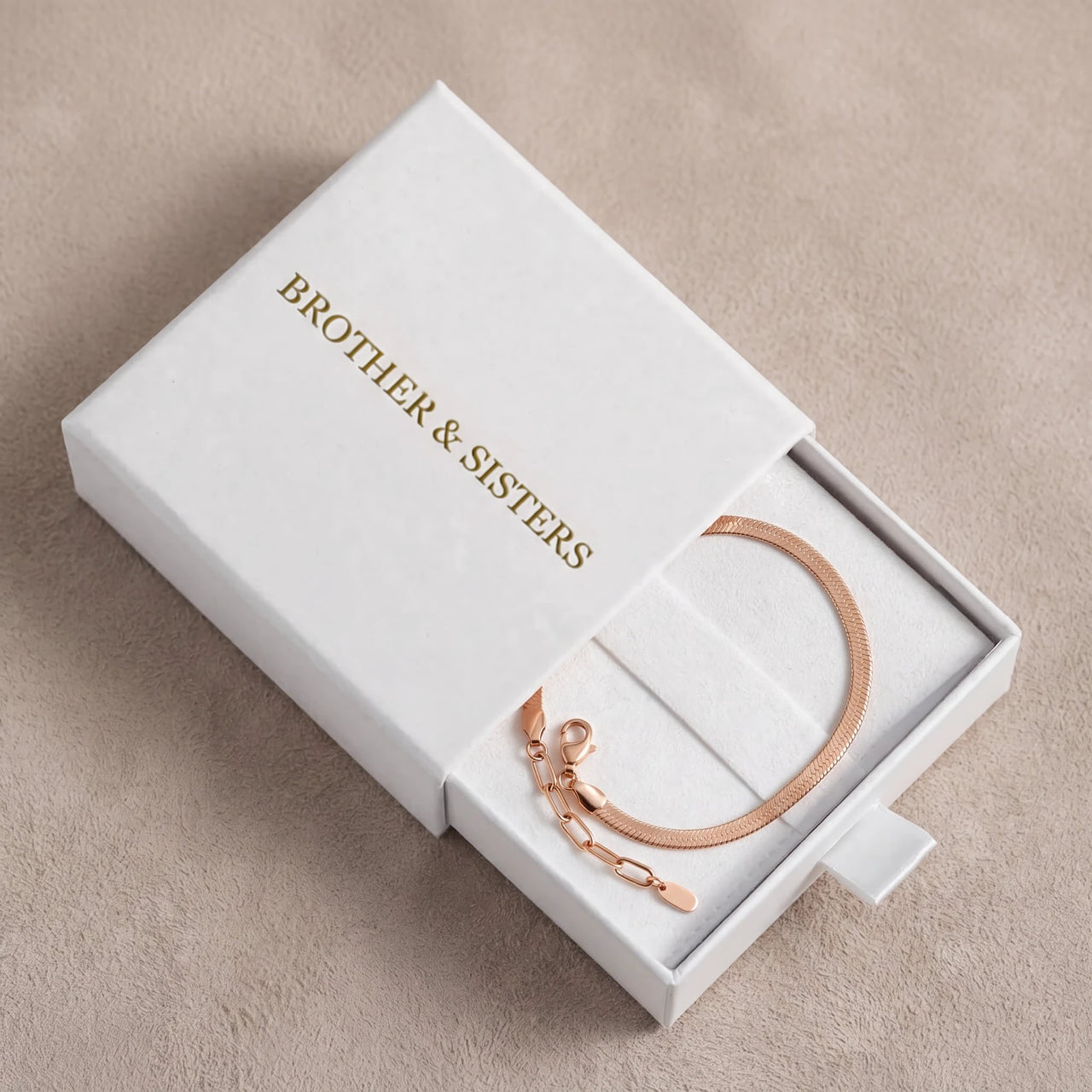 Layla Anklet by Brother & Sisters in rose gold gift box