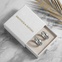 Thumbnail for Chunky Dome Hoops in Silver, in the gift box | SKU: 41005-silver