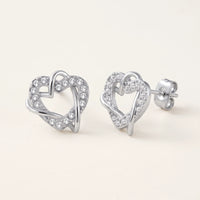 Thumbnail for Silver heart earrings — product photo on a white background, silver | SKU: 4478648-platinum-plated-clear