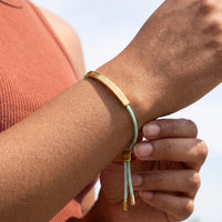 Thumbnail for Cord bracelet — close-up of the details, gold | SKU: lamenthe-g