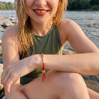 Thumbnail for Red string bracelet — worn in the water, waterproof, gold | SKU: lamour-g