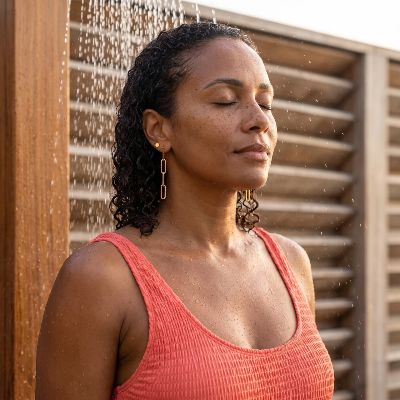 Chain earrings — worn in the shower, waterproof, gold | SKU: lespendantes