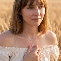 Thumbnail for Crescent moon necklace — worn, everyday gesture, silver | SKU: letoile-wg