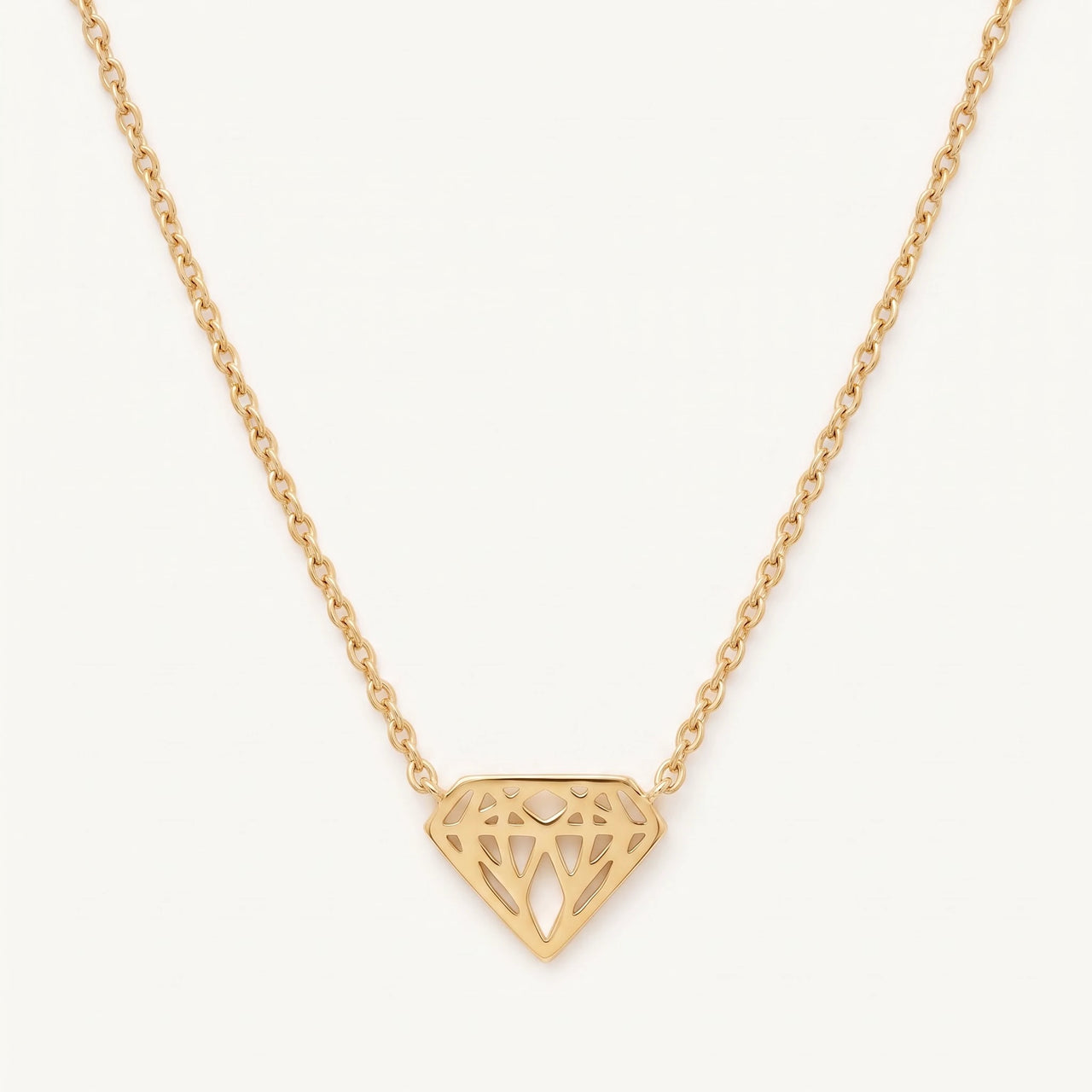 Diamond shape necklace — product photo on a white background, gold | SKU: 12791388-gold