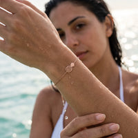 Thumbnail for Rose gold charm bracelet worn in the sea, waterproof stainless steel with water drops | SKU: 9178613-rose-gold