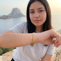 Thumbnail for Mantra bracelet — worn on a getaway, gold | SKU: lymab-g