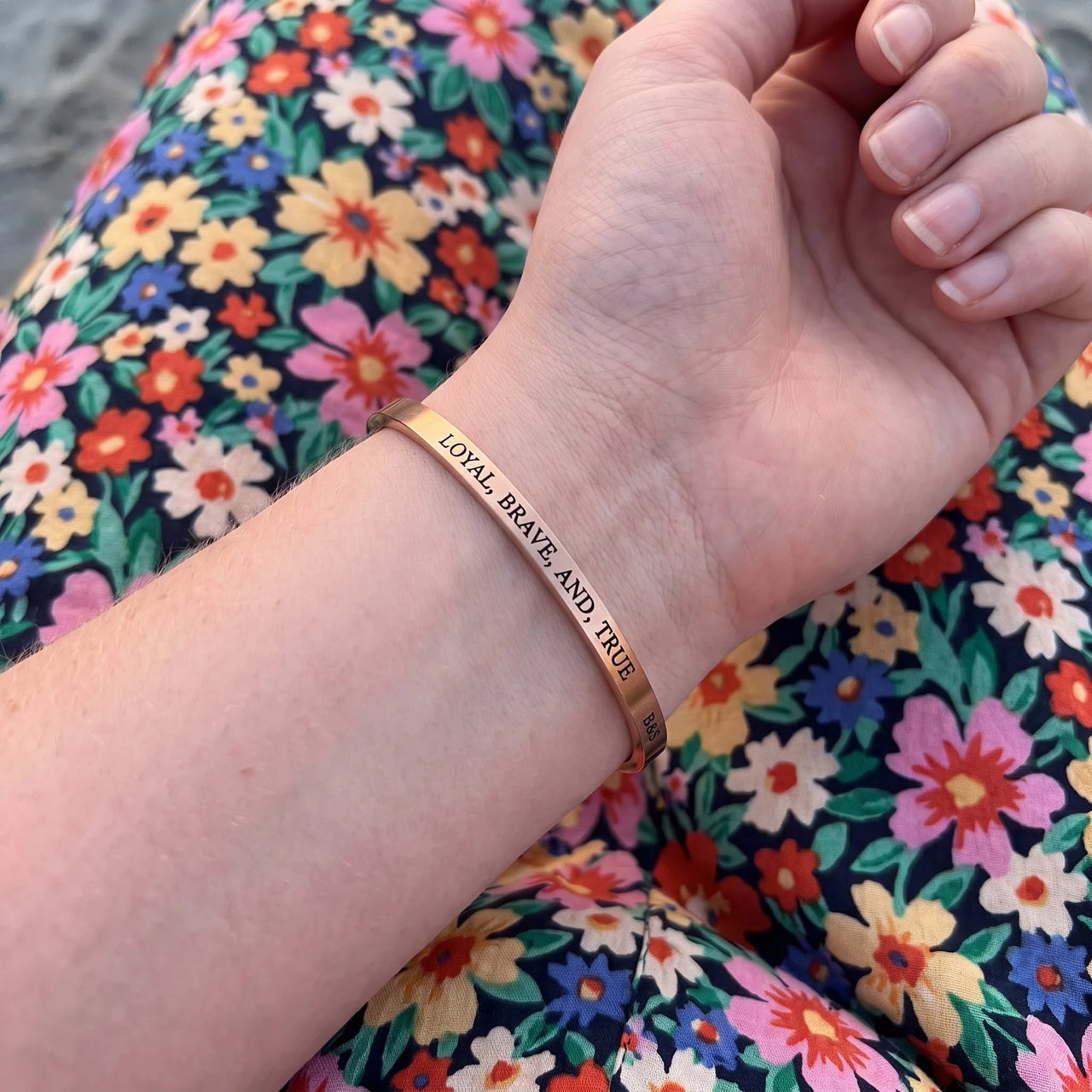 Cuff bracelet — worn, real size, rose gold | SKU: lbat-rg