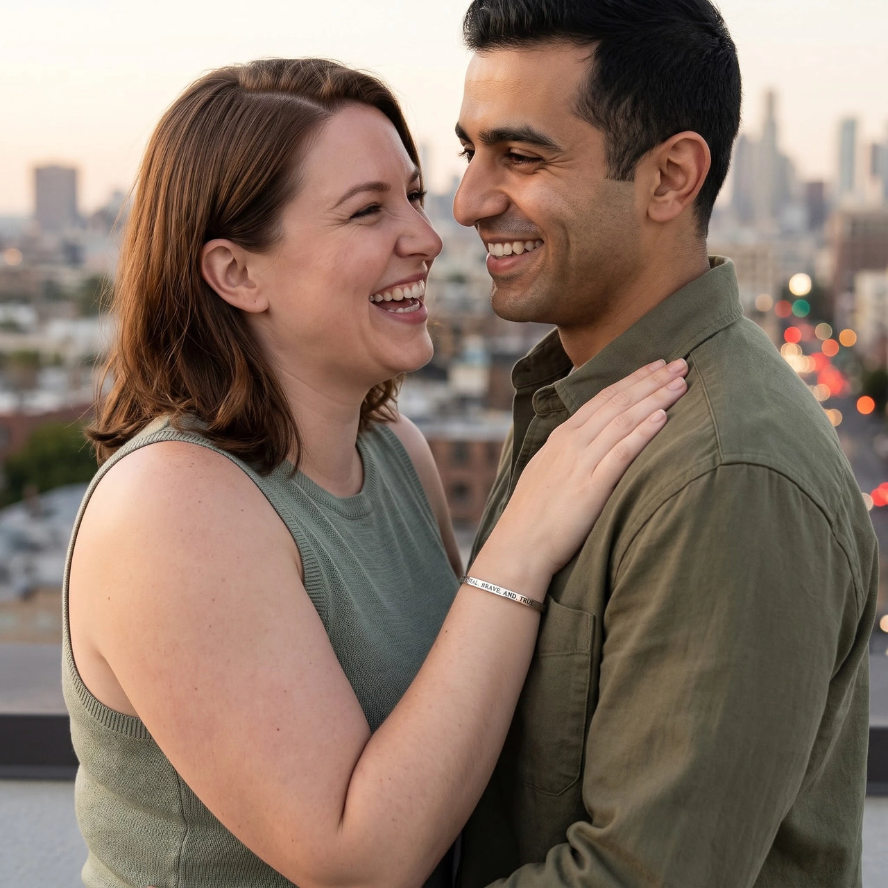 Loyal brave true — worn by a couple, silver | SKU: lbat-wg