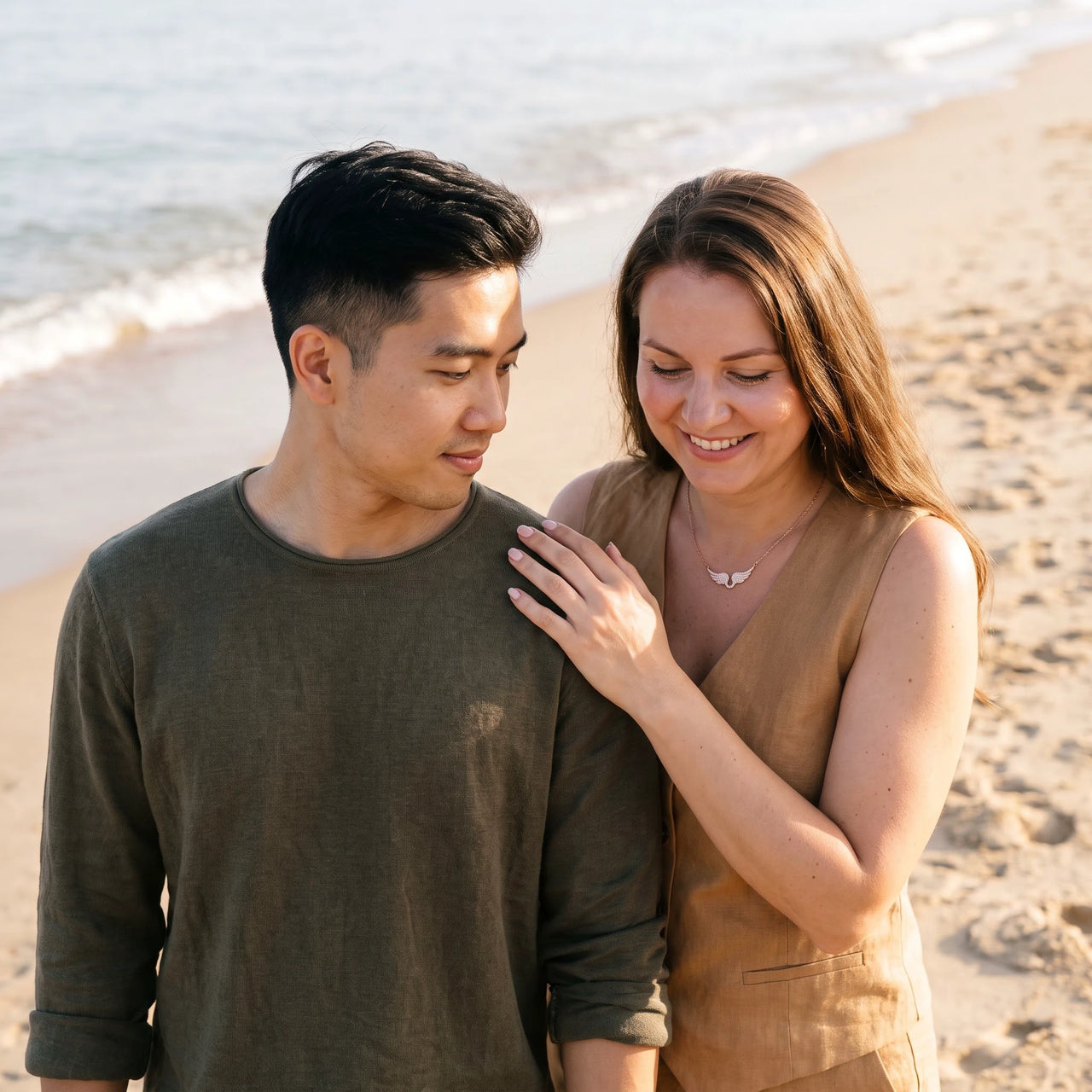 The rose gold necklace worn on a summer day | SKU: 42002-rose-gold