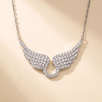 Thumbnail for Pave Angel Wings Necklace, silver | SKU: 42002-silver