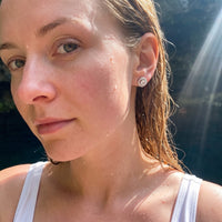 Thumbnail for Circle stud earrings — worn in the water, waterproof, silver | SKU: 19991927