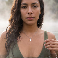 Thumbnail for Solitaire necklace — worn in the water, waterproof, silver | SKU: 505665