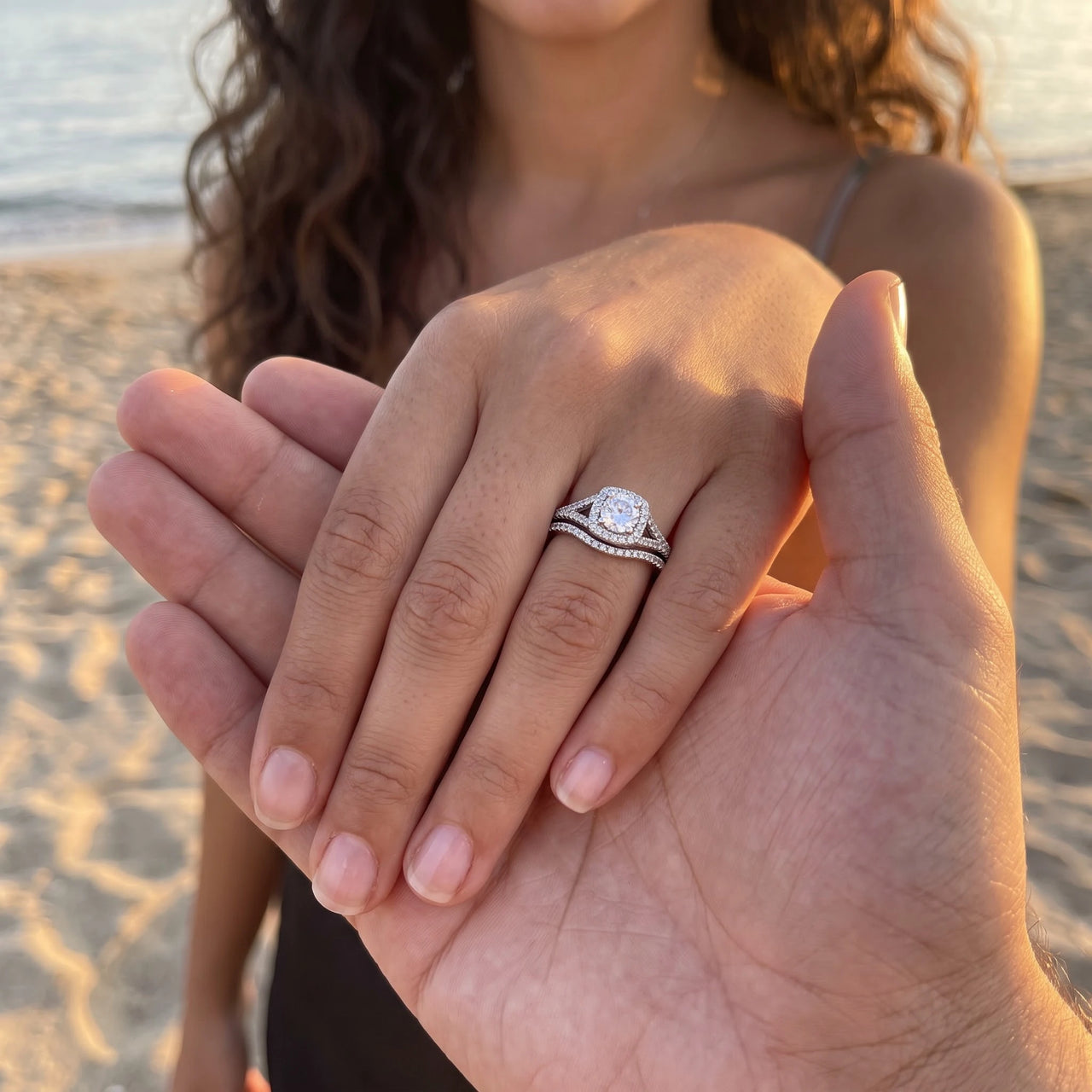 Bridal ring set — worn by a couple, silver | SKU: 497080-4.5-silver