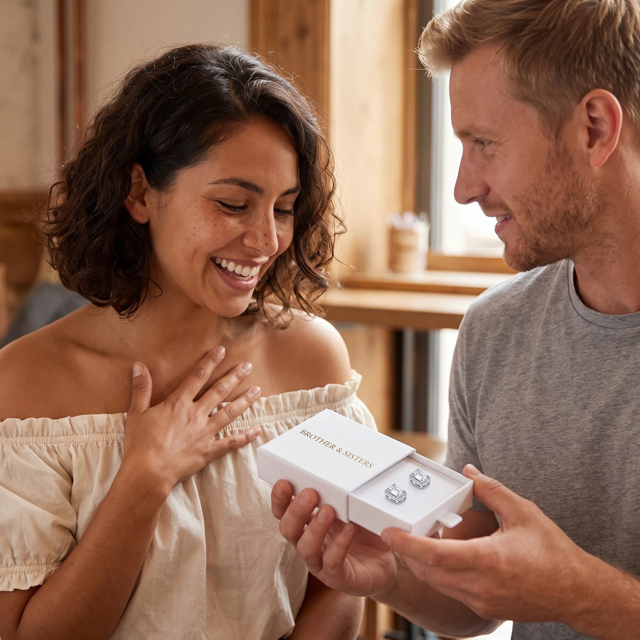 Emerald cut earrings — offered as a gift, silver | SKU: 22683128