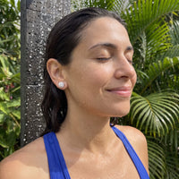 Thumbnail for Square stud earrings — worn in the shower, waterproof, silver | SKU: 505263