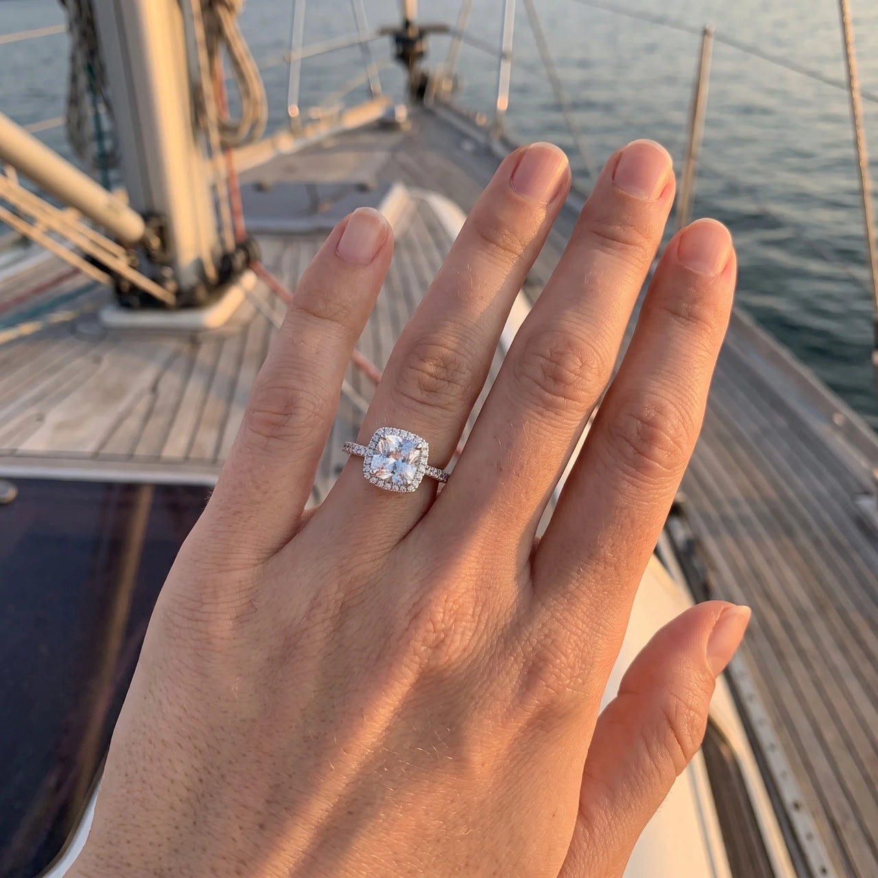 Halo ring — worn, real size, silver | SKU: 497131-4.5-silver